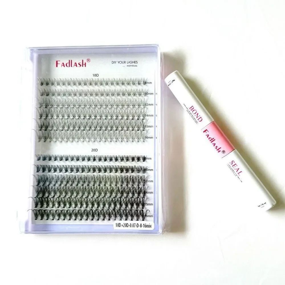 Fadlash DIY Eyelash Extension Kit – 10D & 20D Fans + Bond & Seal – New
